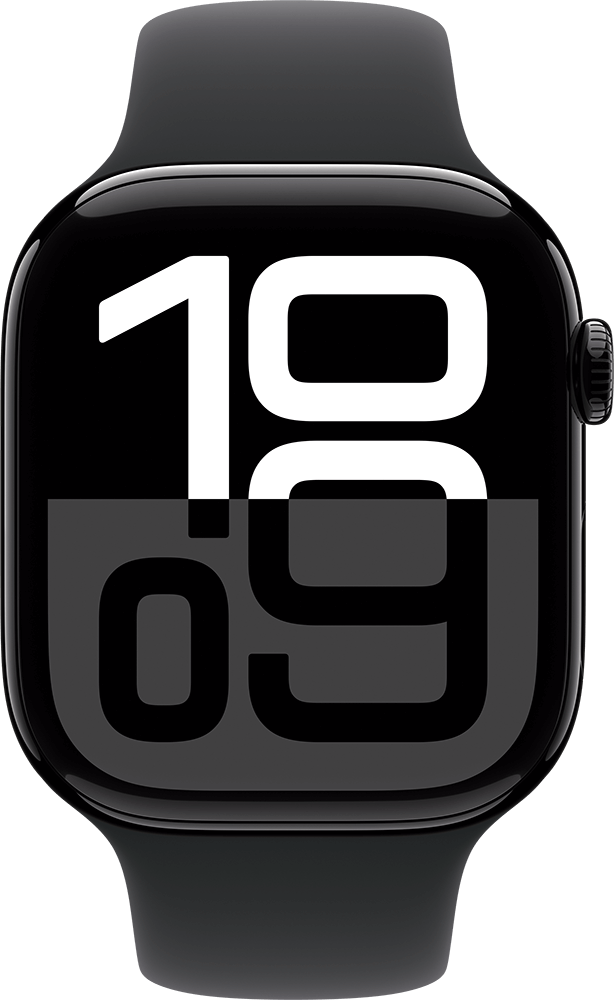 Apple Watch Series 10 GPS Cell 46mm Jet Black Aluminium Case with Black Sport Band S-M