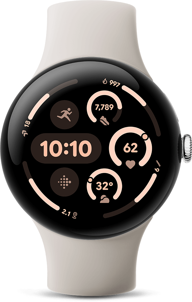 Google Pixel Watch 3 45 mm, Silver Porcelain